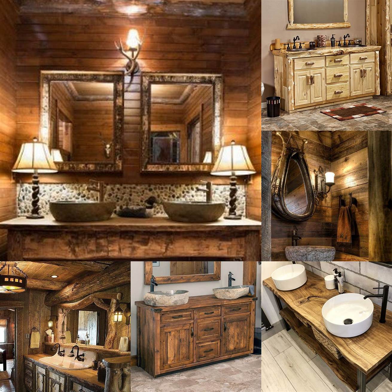 A log rustic bathroom vanity can create an earthy and natural atmosphere in your bathroom