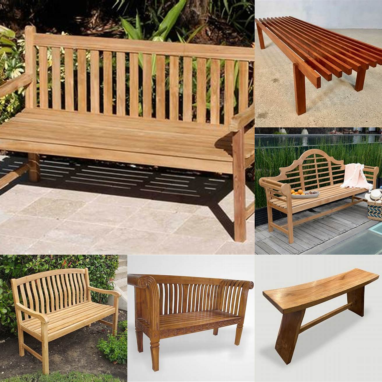 A minimalist-style teak wood bench