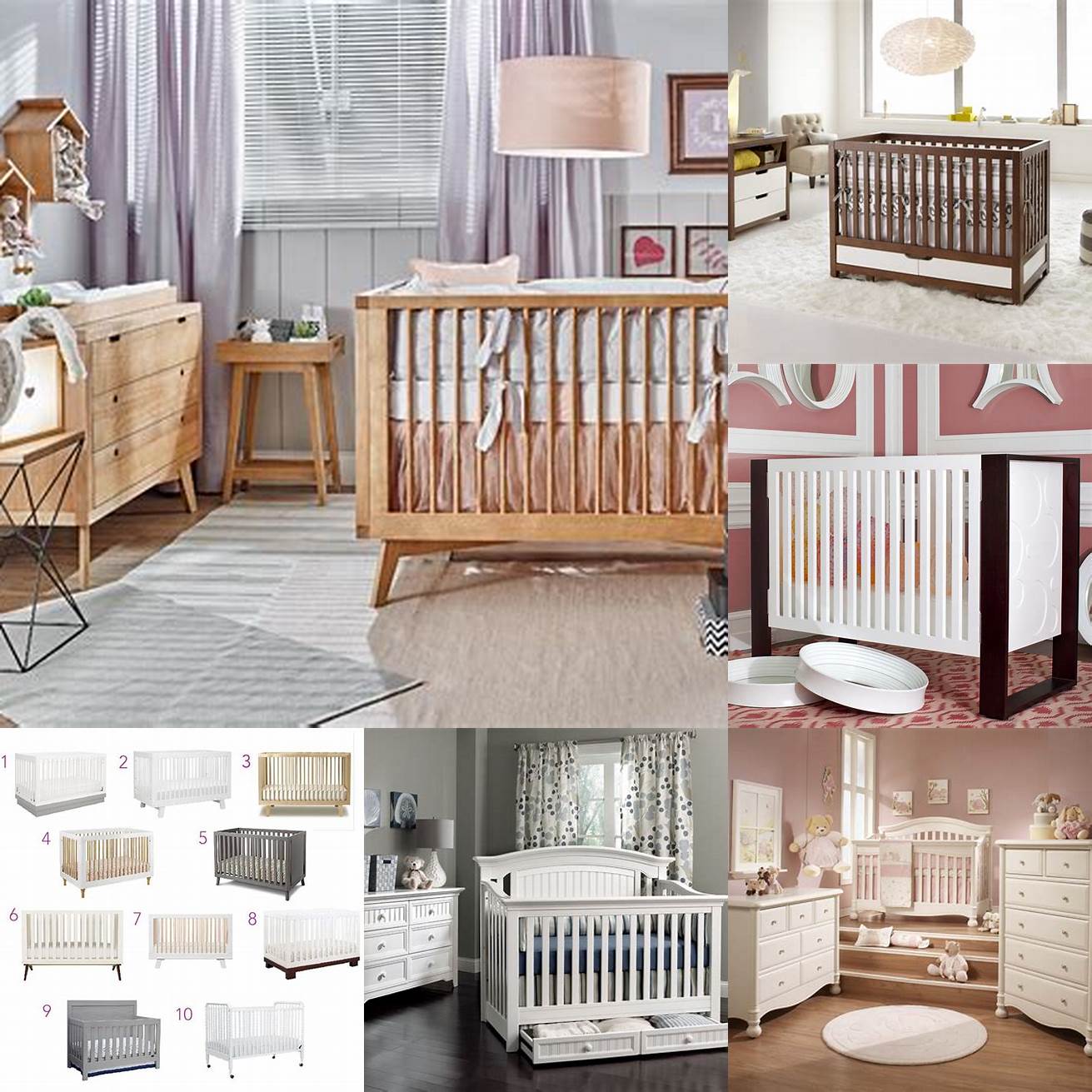 A modern baby furniture set features sleek contemporary designs