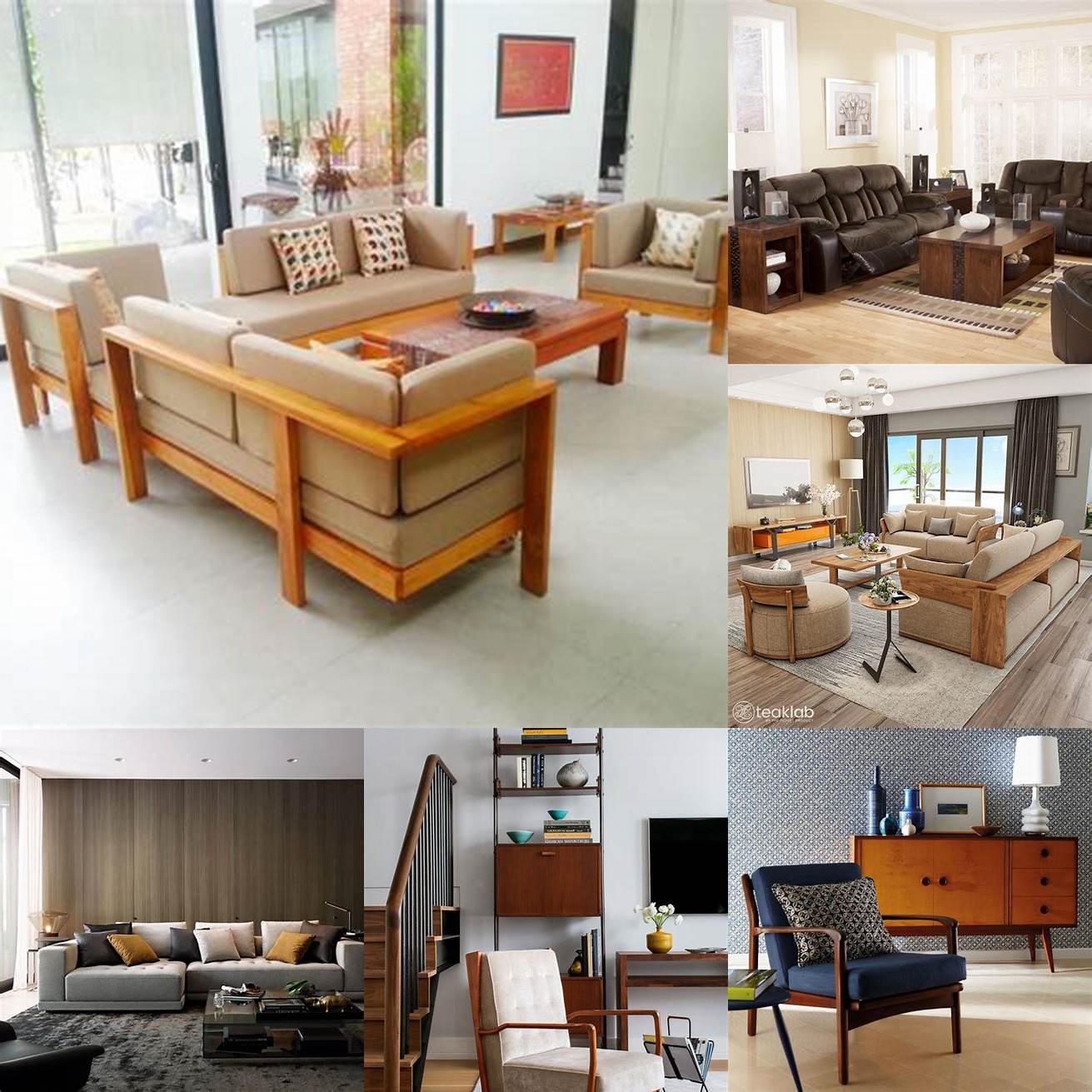 A modern living room with a Java teak sofa