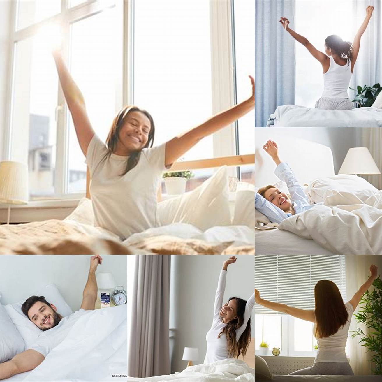 A person waking up refreshed and energized