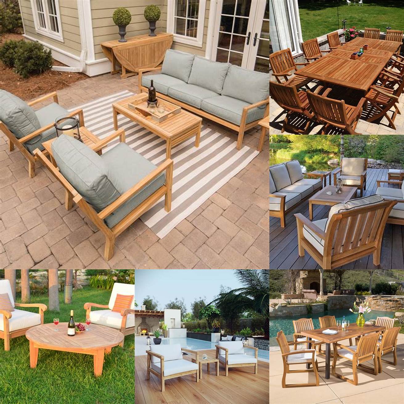 A photo of the teak patio furniture set in use