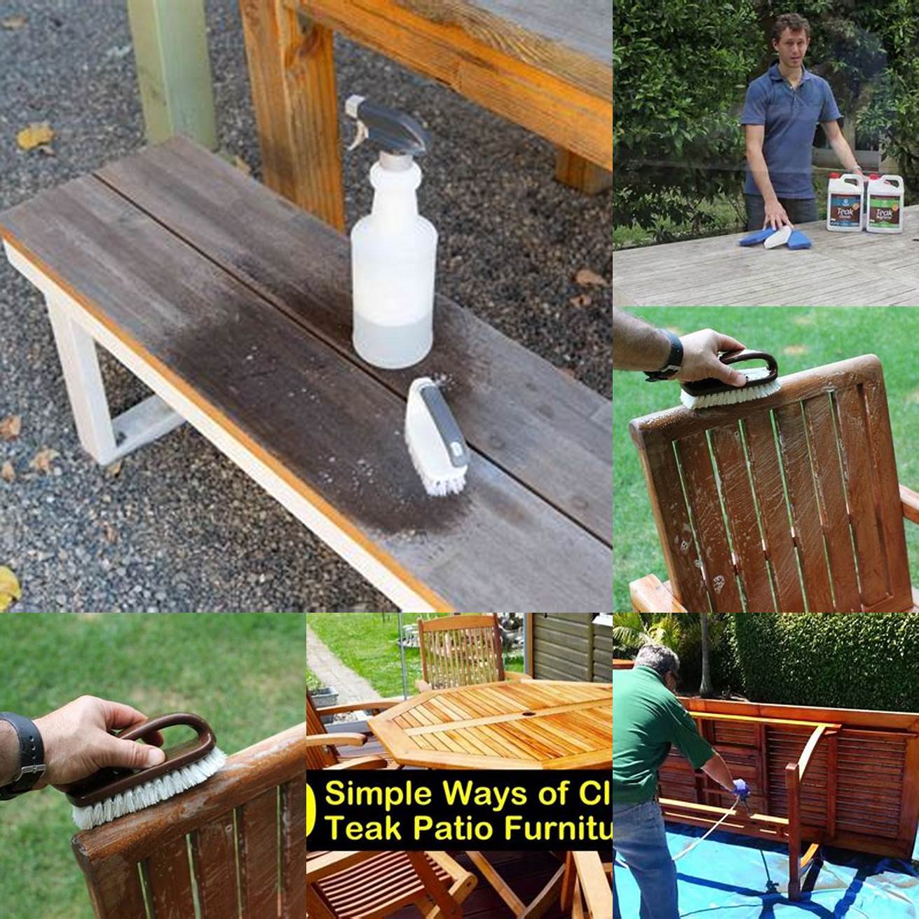 A picture of a person cleaning RHF Divano Teak furniture