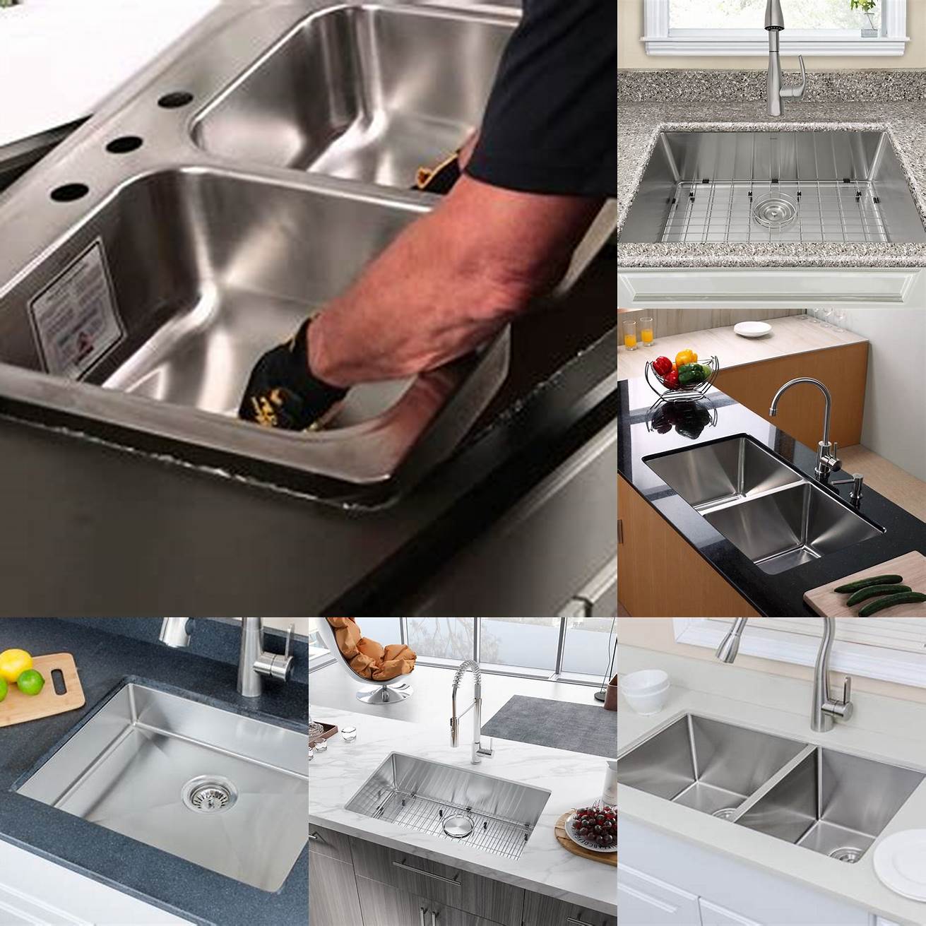 A picture of a stainless steel kitchen sink with an undermount installation