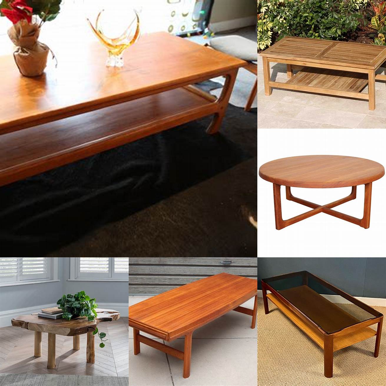 A picture of a teak coffee table