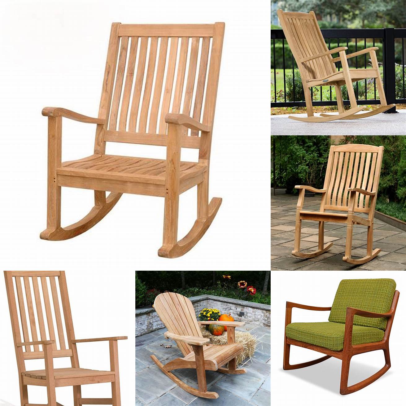A picture of a teak rocking chair in its natural state