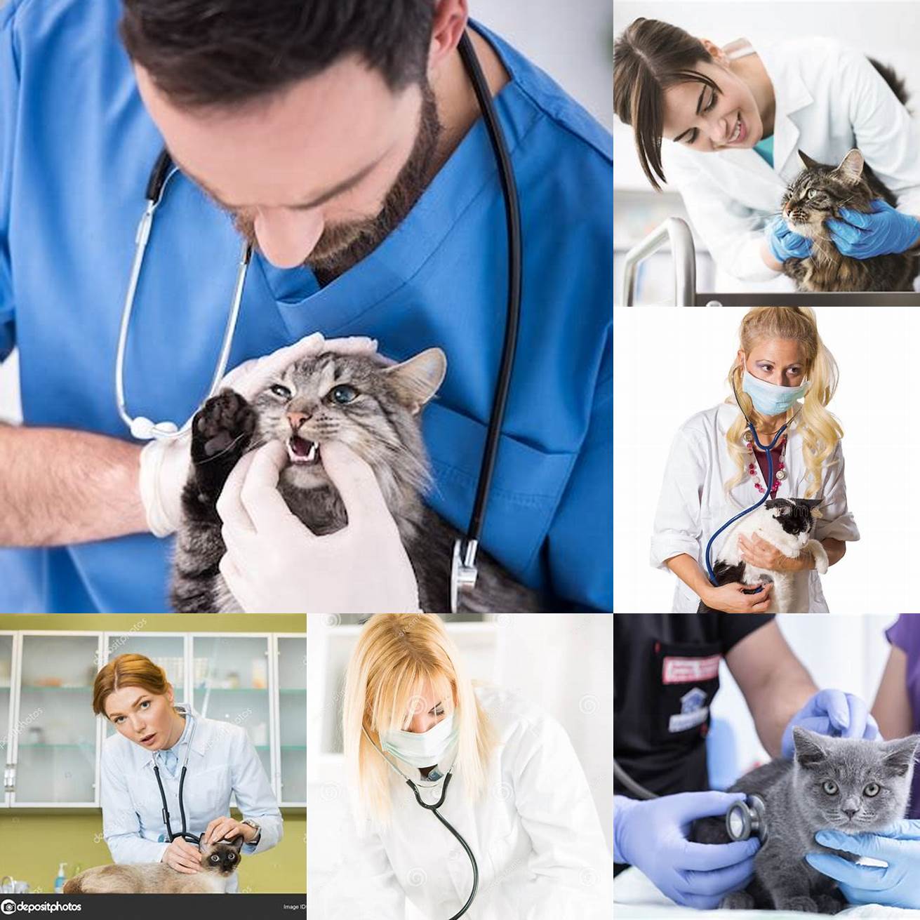 A picture of a veterinarian examining a cat