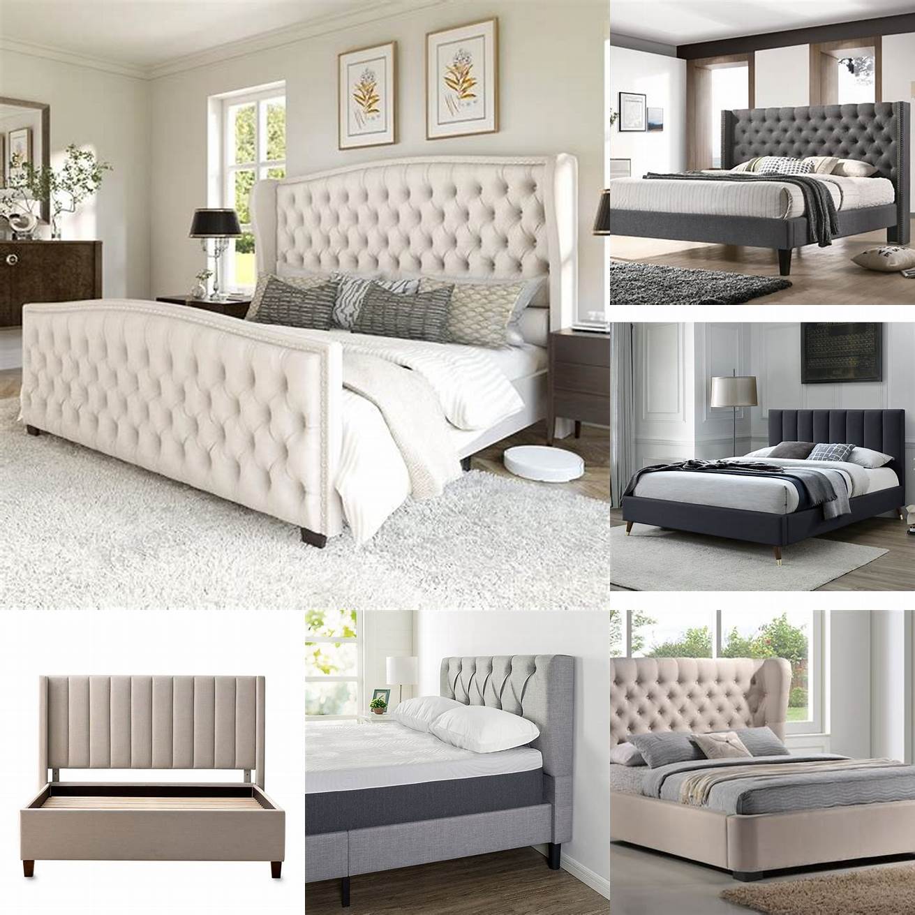 A picture of an Upholstered Platform Bed King with a tufted headboard