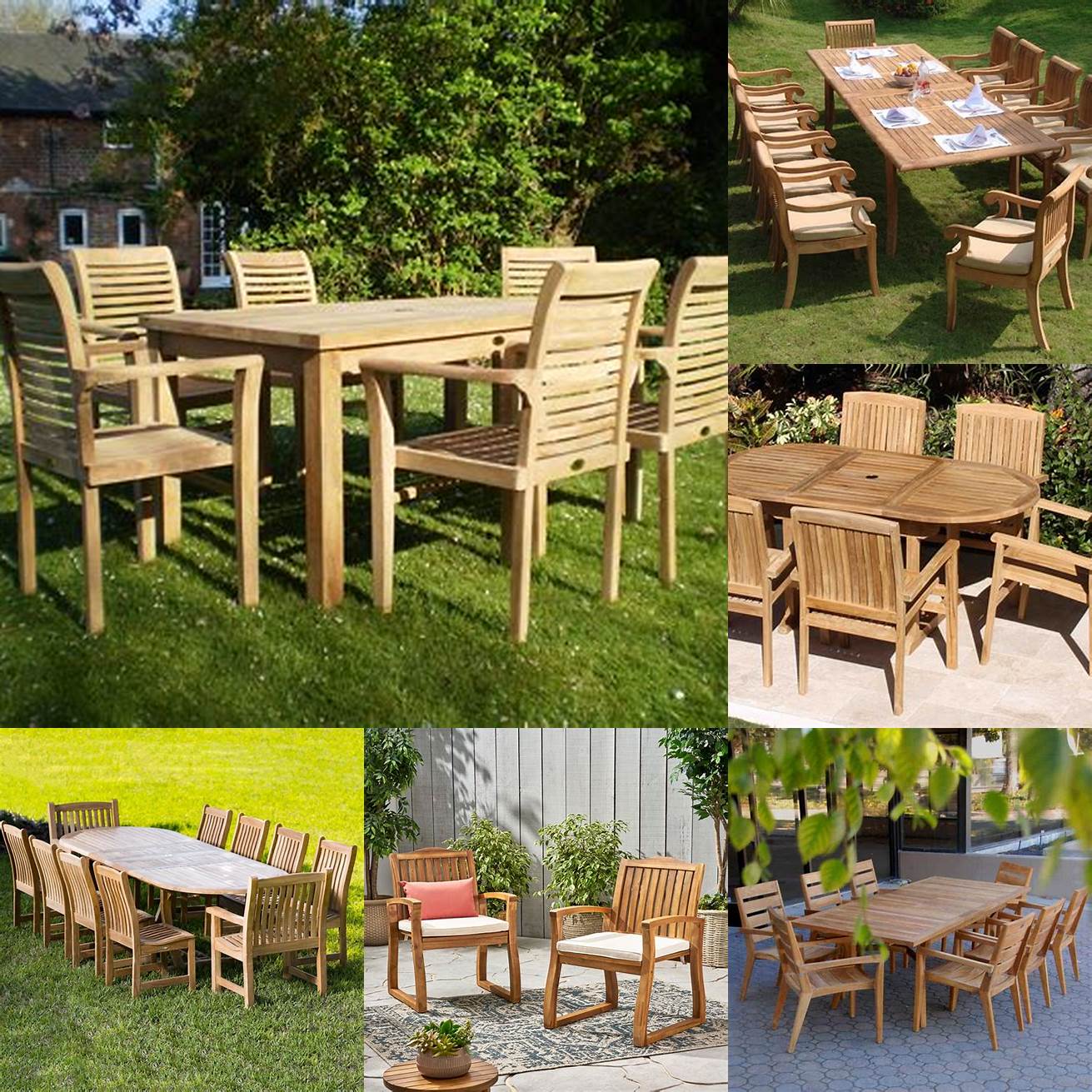 A picture of an outdoor set made of teak