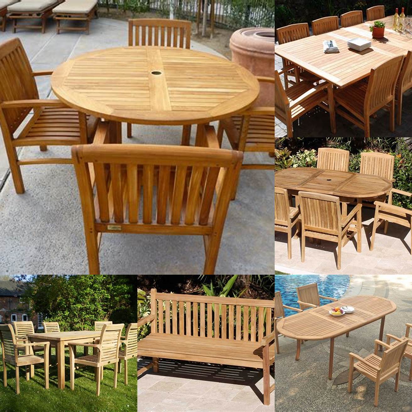 A picture of plantation teak furniture being used in a garden