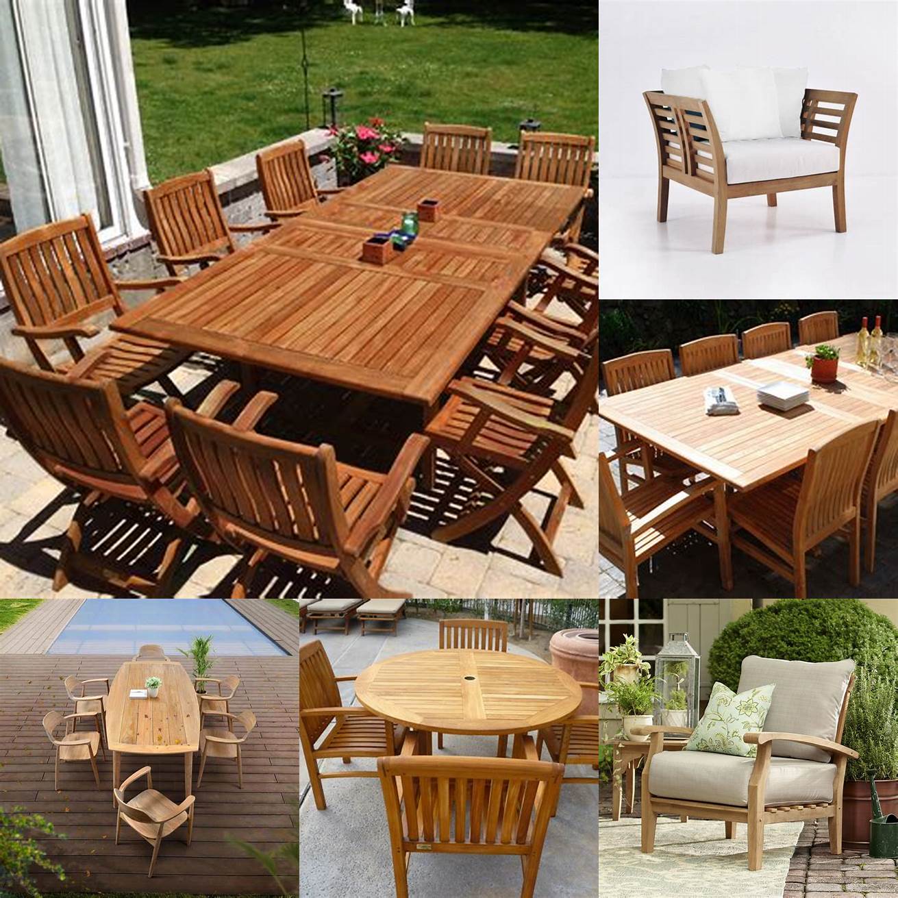 A picture of plantation teak furniture being used in an outdoor setting