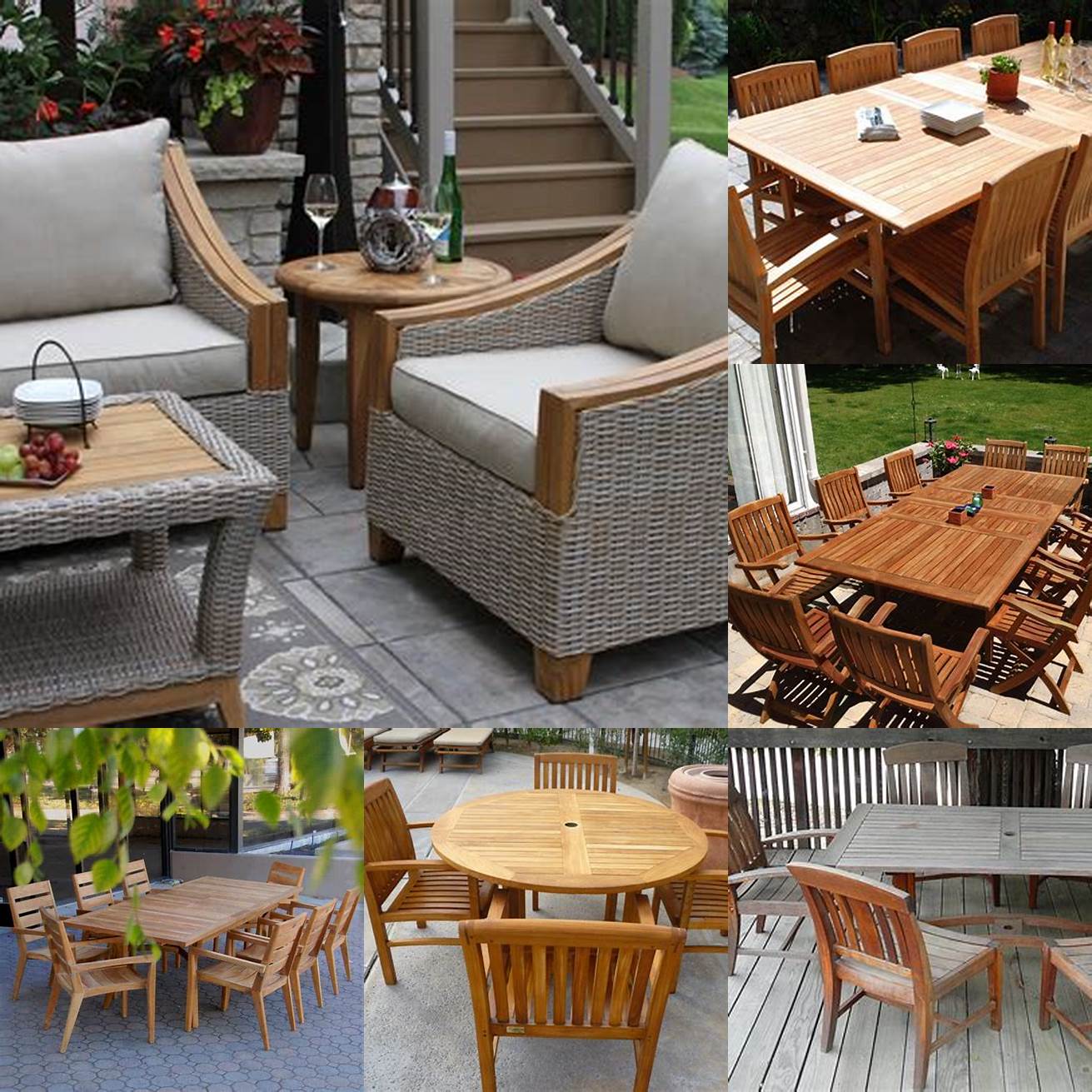 A picture of plantation teak furniture being used on a patio