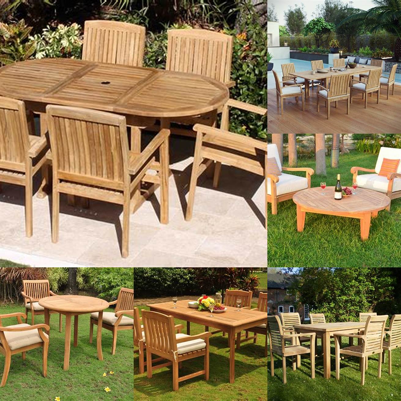 A picture of plantation teak furniture in an outdoor setting
