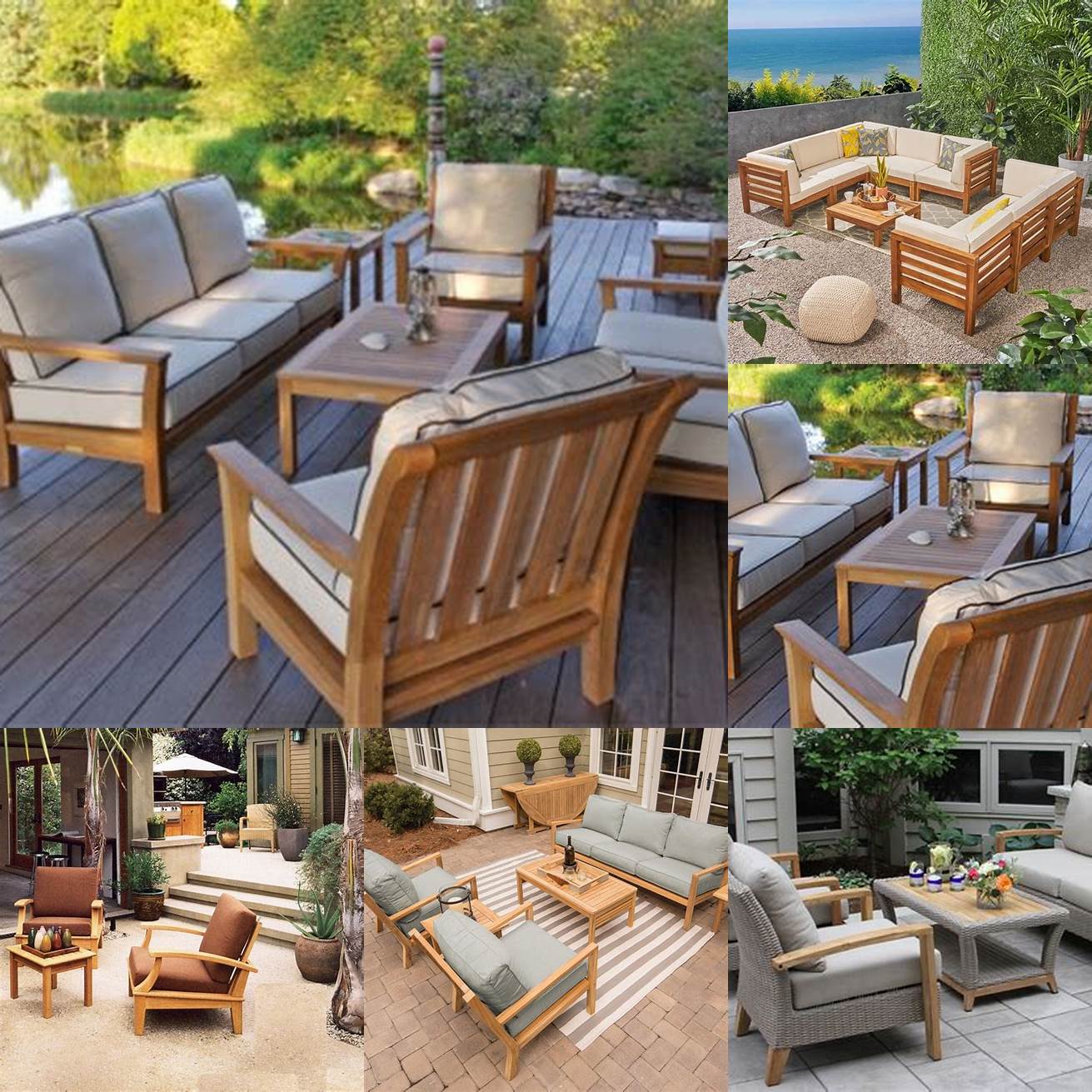 A picture of teak deck furniture in a outdoor living space