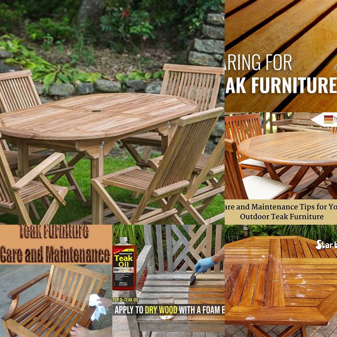 A picture of teak furniture care instructions