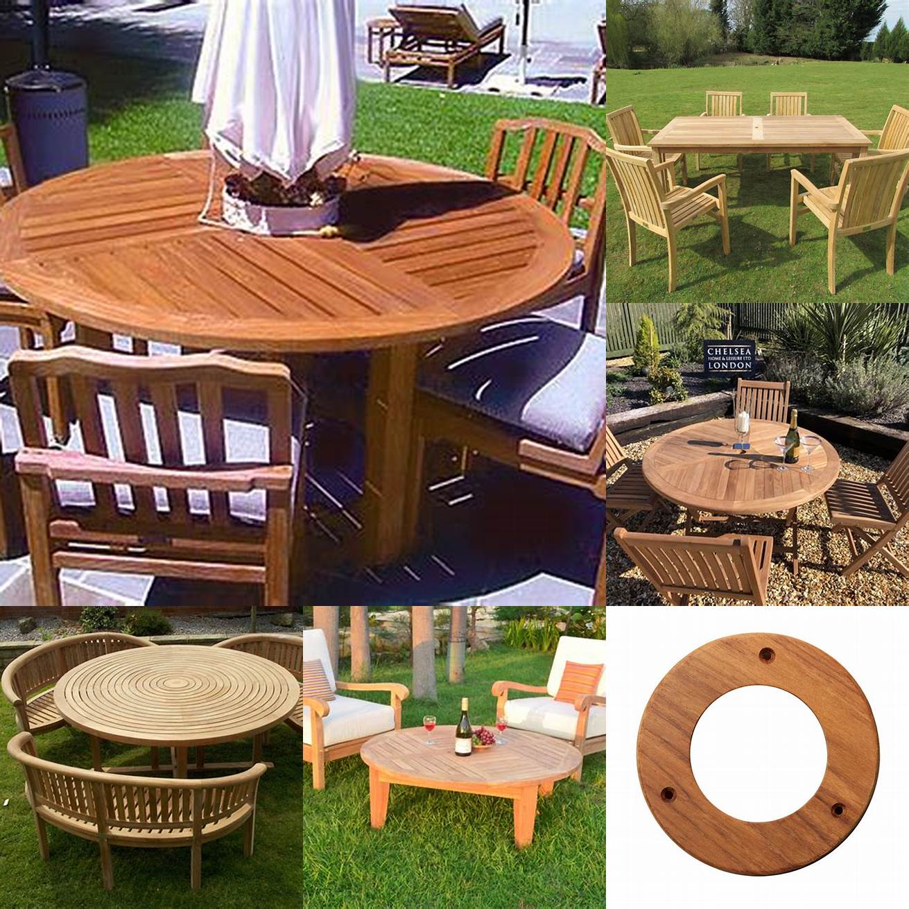 A picture of teak furniture with rings
