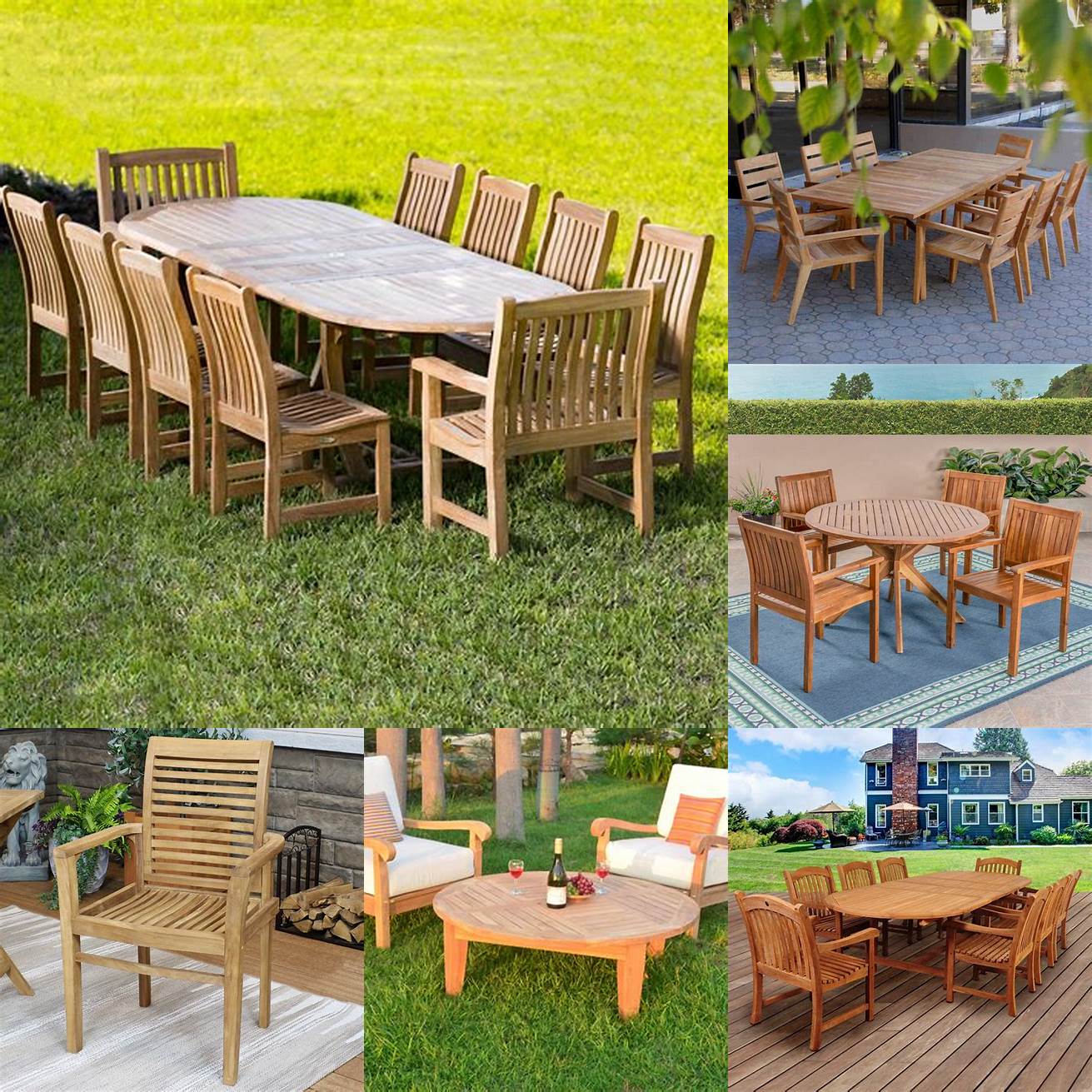 A picture of teak outdoor furniture with a clear finish