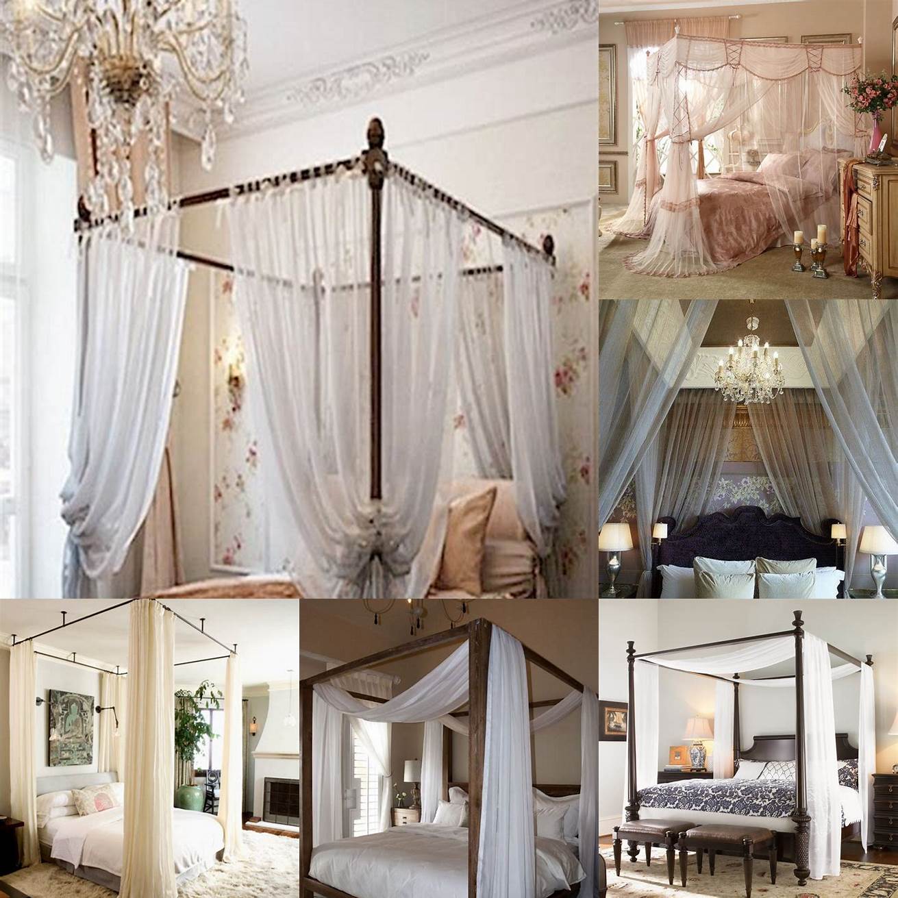 A romantic bedroom with a canopy bed