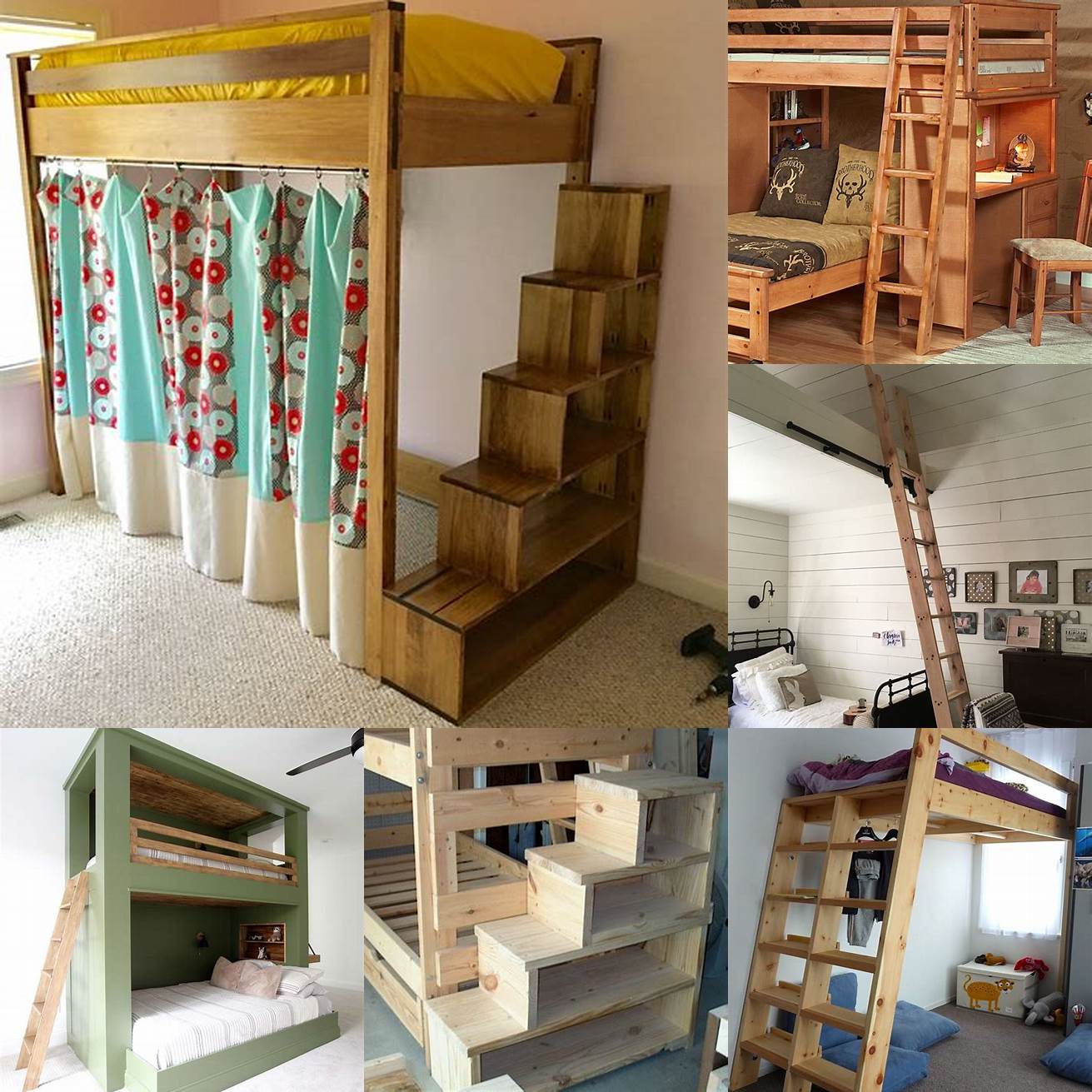 A simple basic loft bed with a ladder for easy access