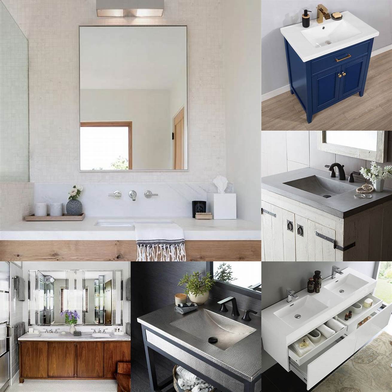 A slim vanity with an integrated sink and a minimalist design