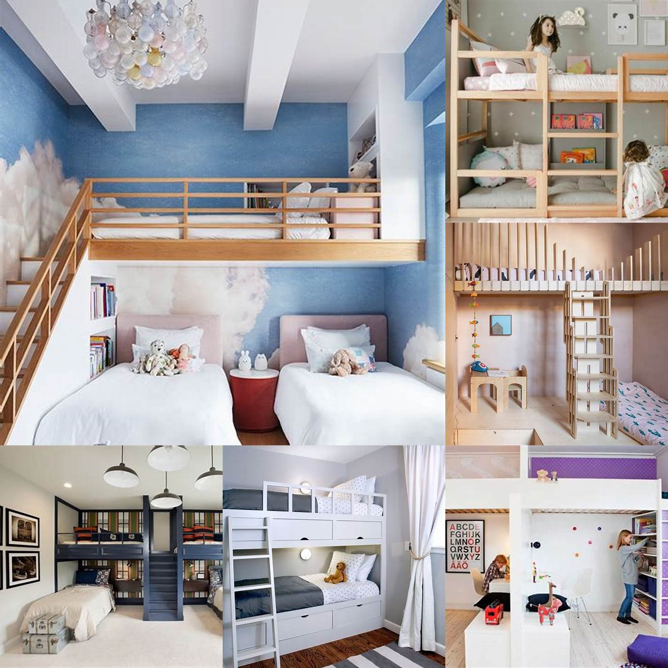 A space-saving bunk bed for siblings who share a room