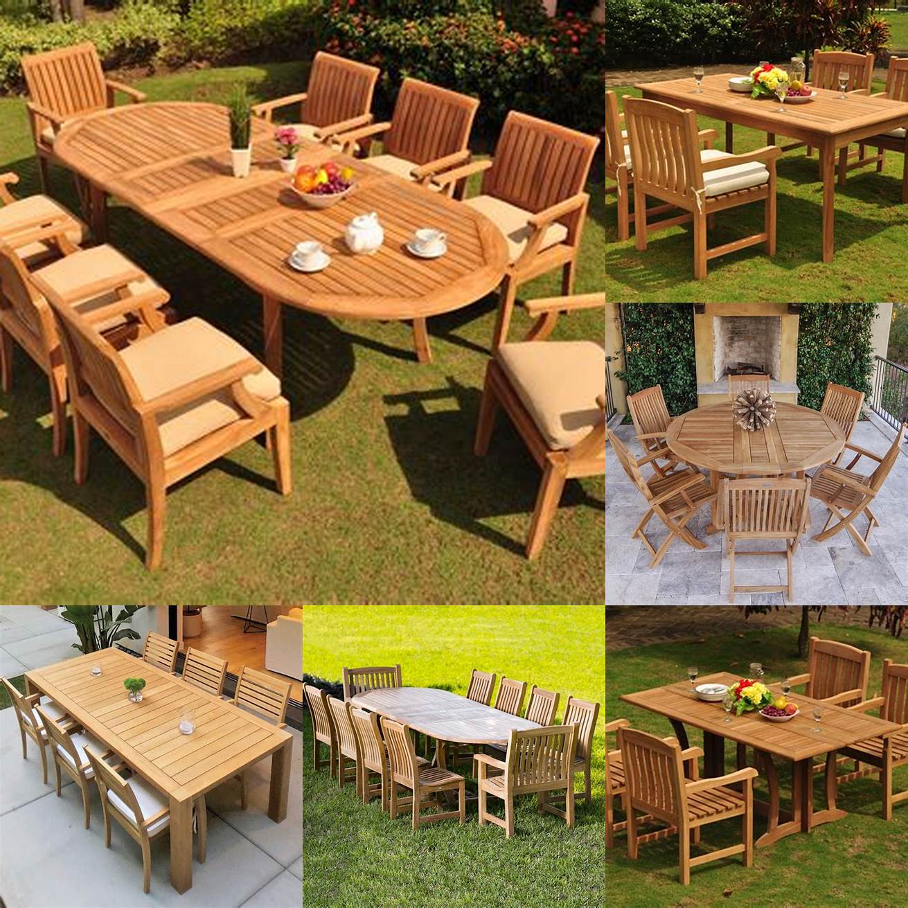 A teak dining table in an outdoor setting