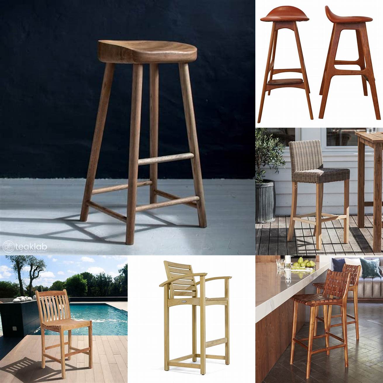 A teak wood bar stool