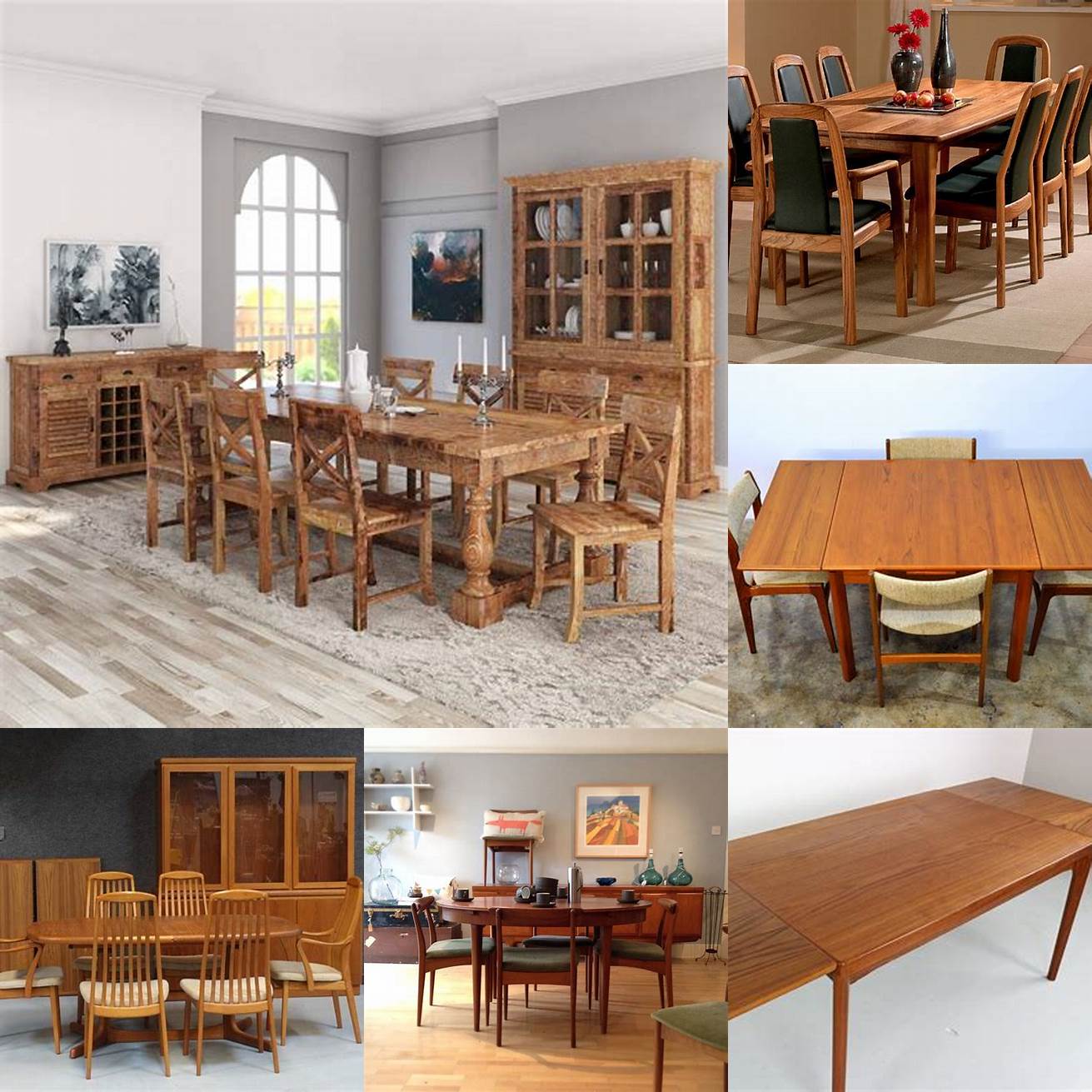A traditional dining room with a Java teak dining table