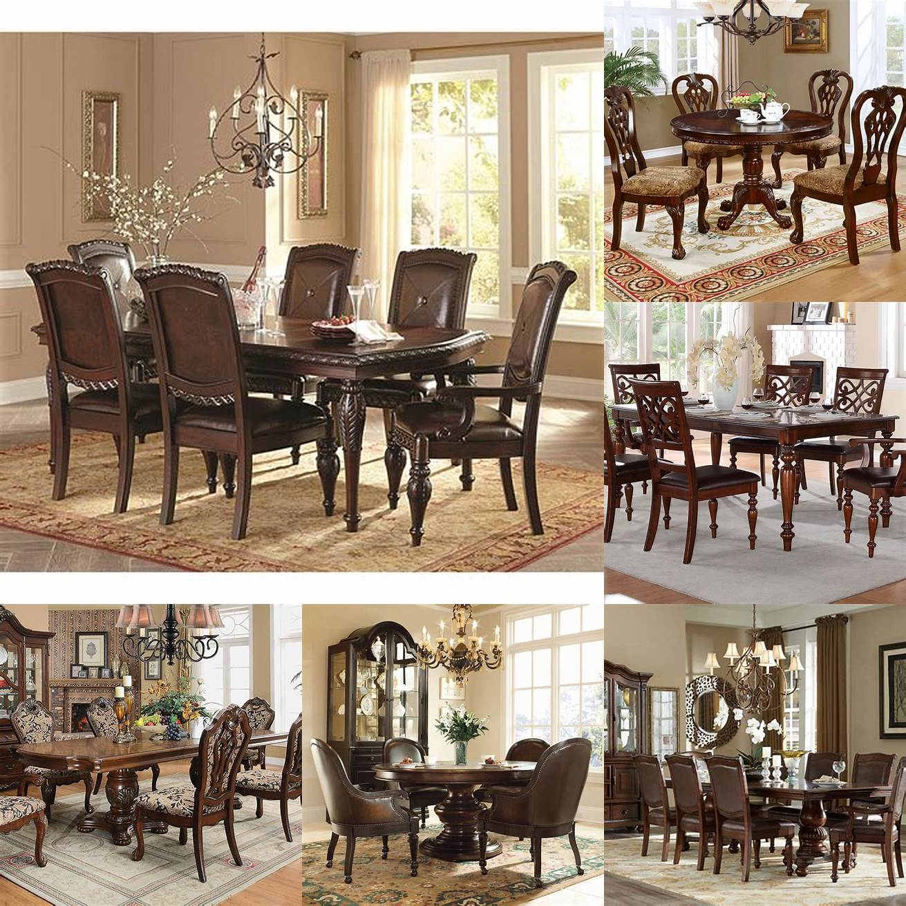 A traditional dining table set