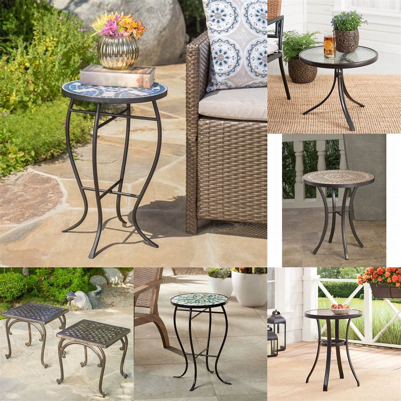 A traditional outdoor side table