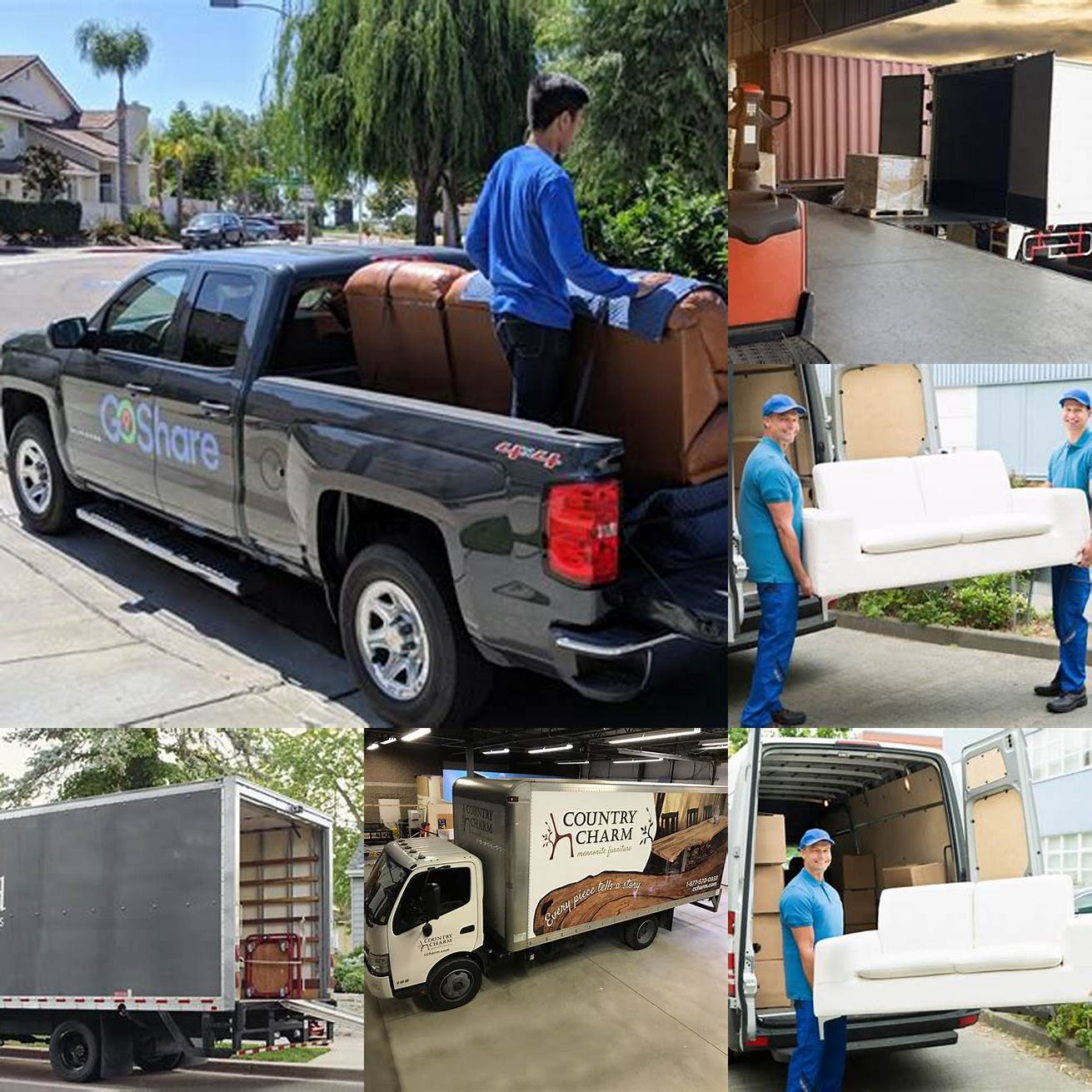 A truck delivering the furniture to its destination