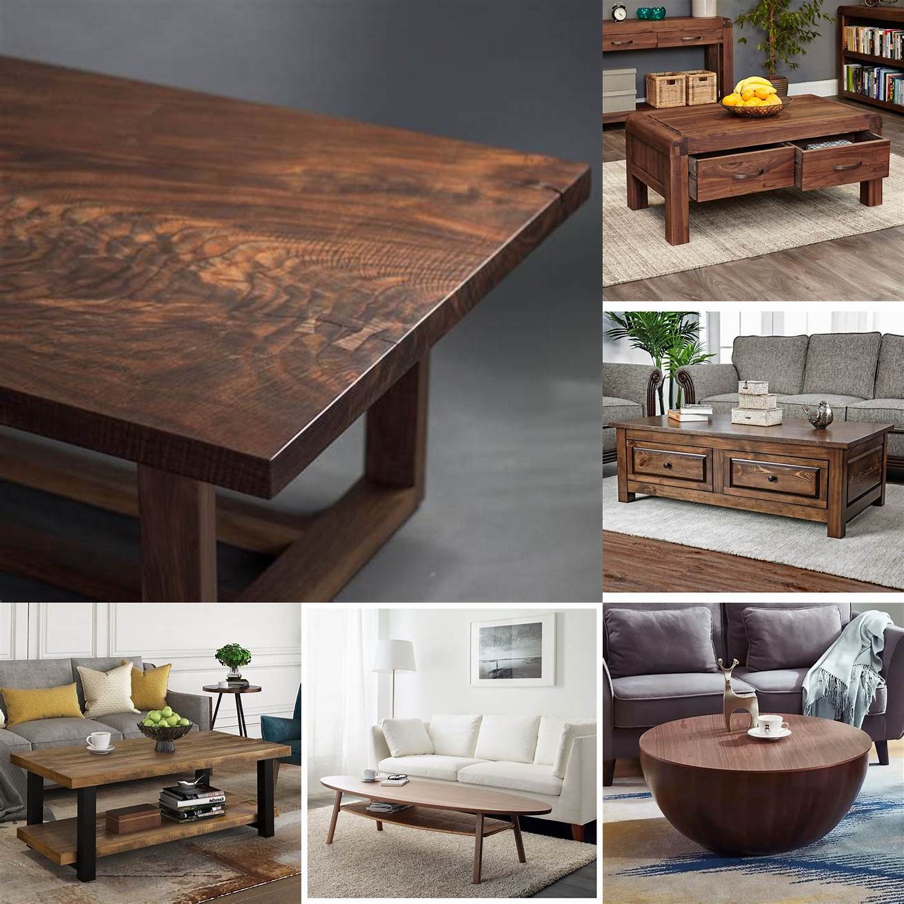 A walnut coffee table can add warmth and character to your living room