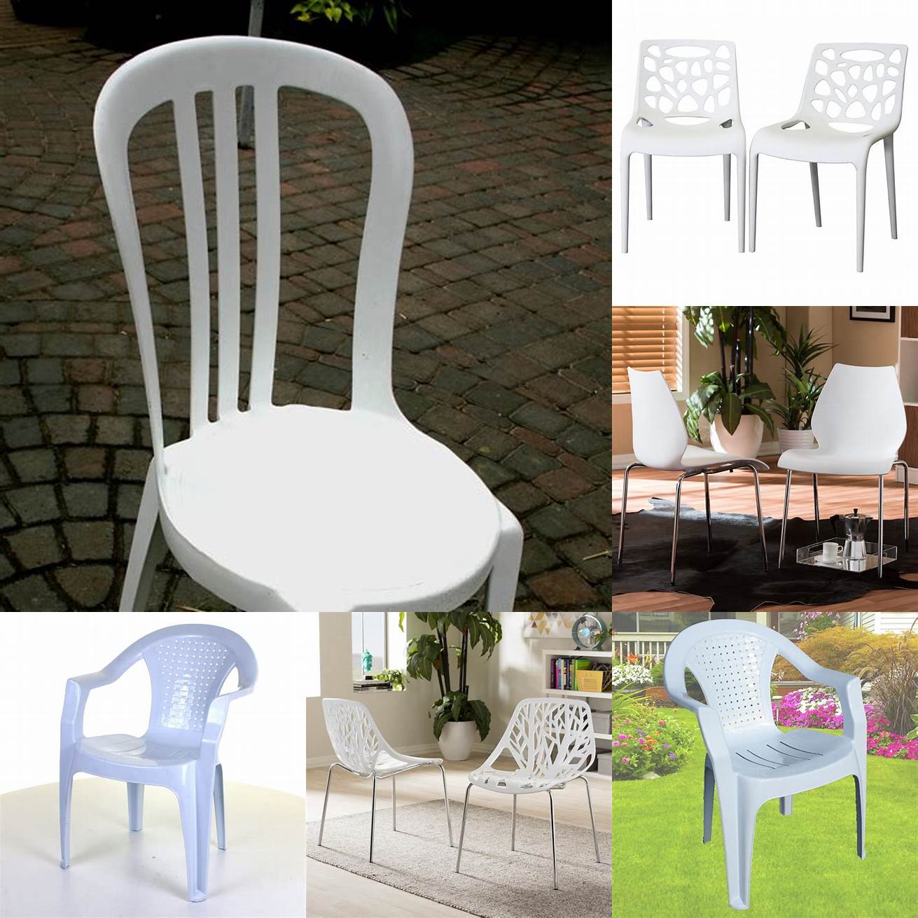 A white plastic chair with a modern design
