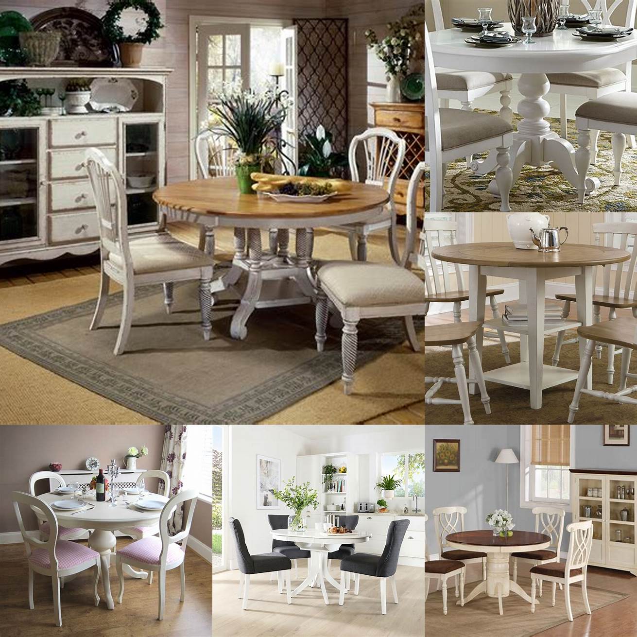 A white round kitchen table with a drawer for storage