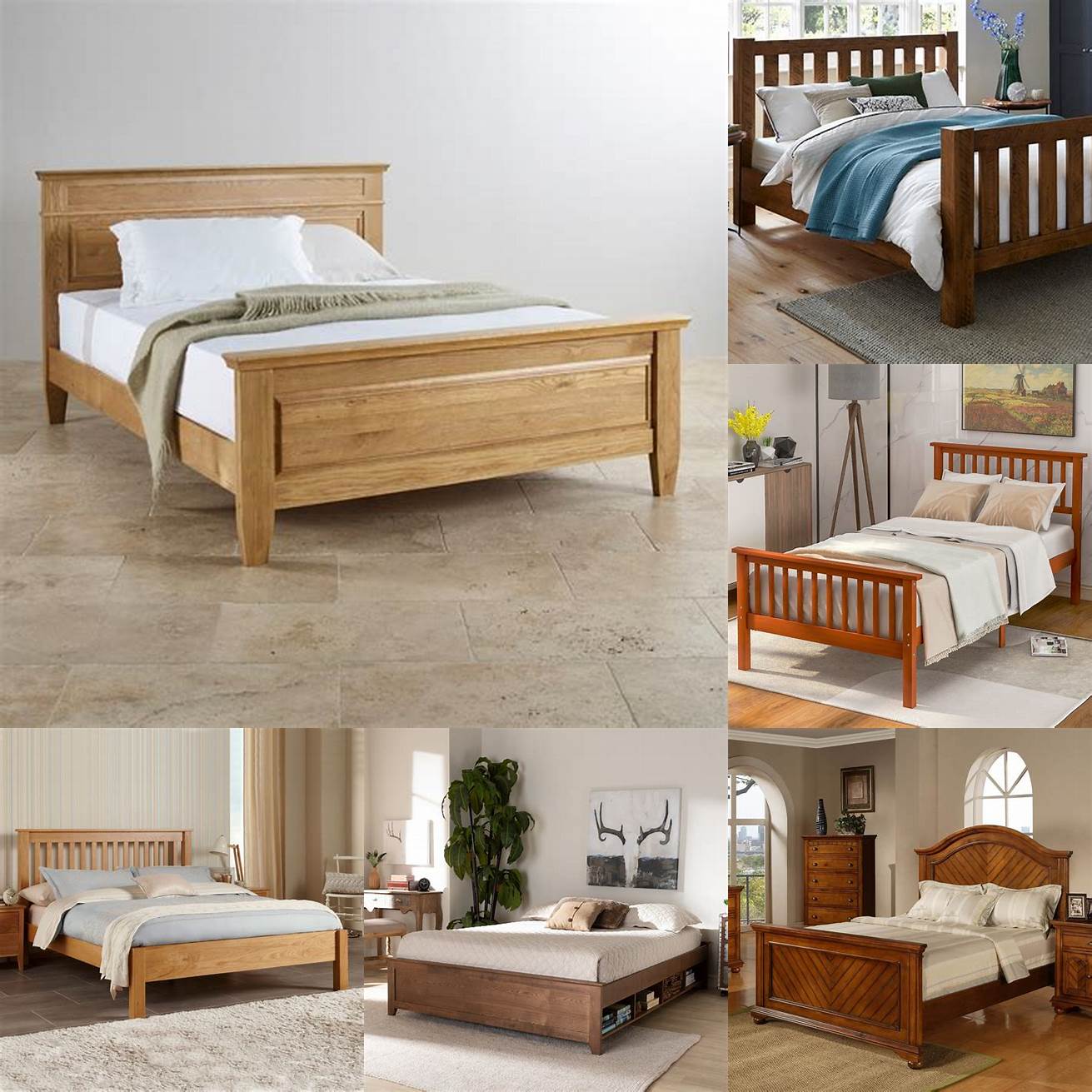 A wooden bed frame is classic and timeless
