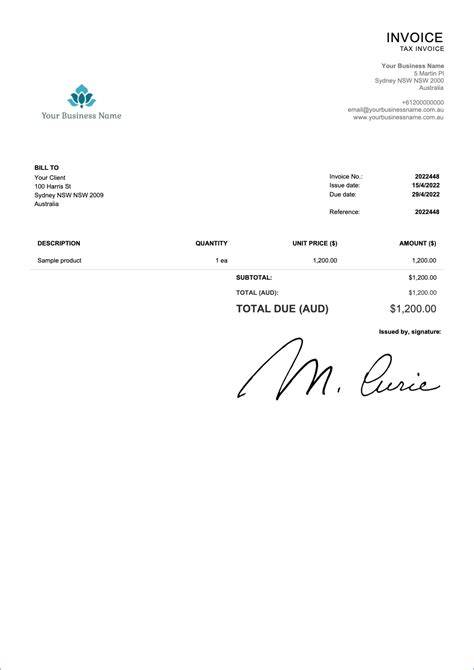 Abn Invoice Template Australia