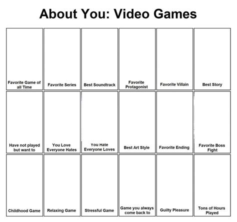 About Me Video Games Template