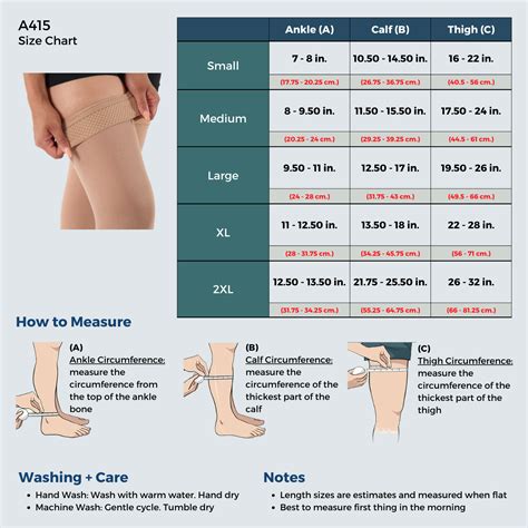 Absolute Support Compression Stockings Size Chart