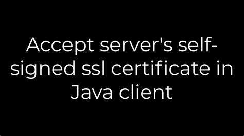 Accept servers self-signed ssl certificate in Java client