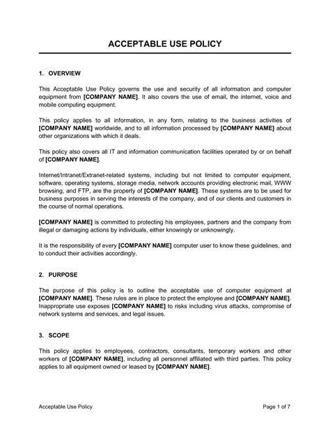 Acceptable Use Policy Templates