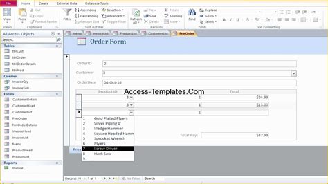 Access Templates Work Orders Invoice Services Management Database