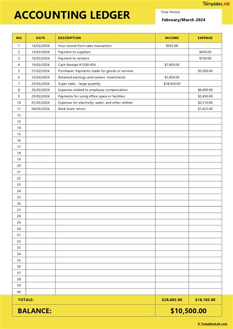 Accounting Ledger Template