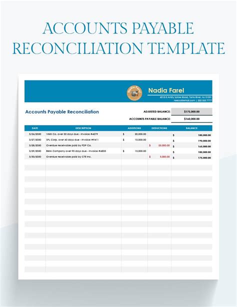 Accounts Payable Reconciliation Template Excel