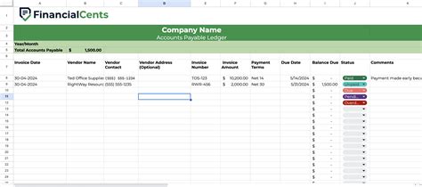 Accounts Template Excel