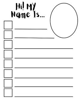 Acrostic Name Poem Template