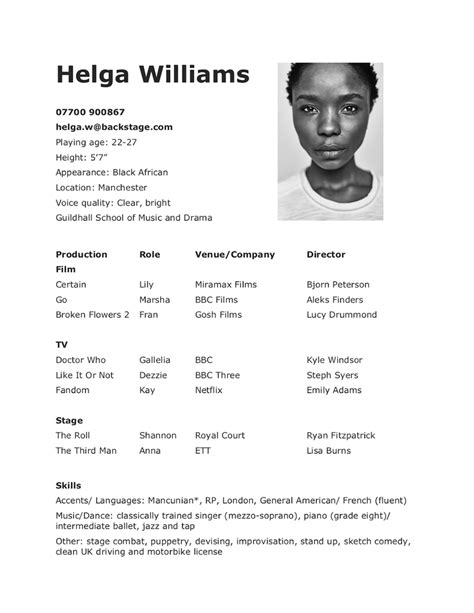 Actors Cv Template Uk