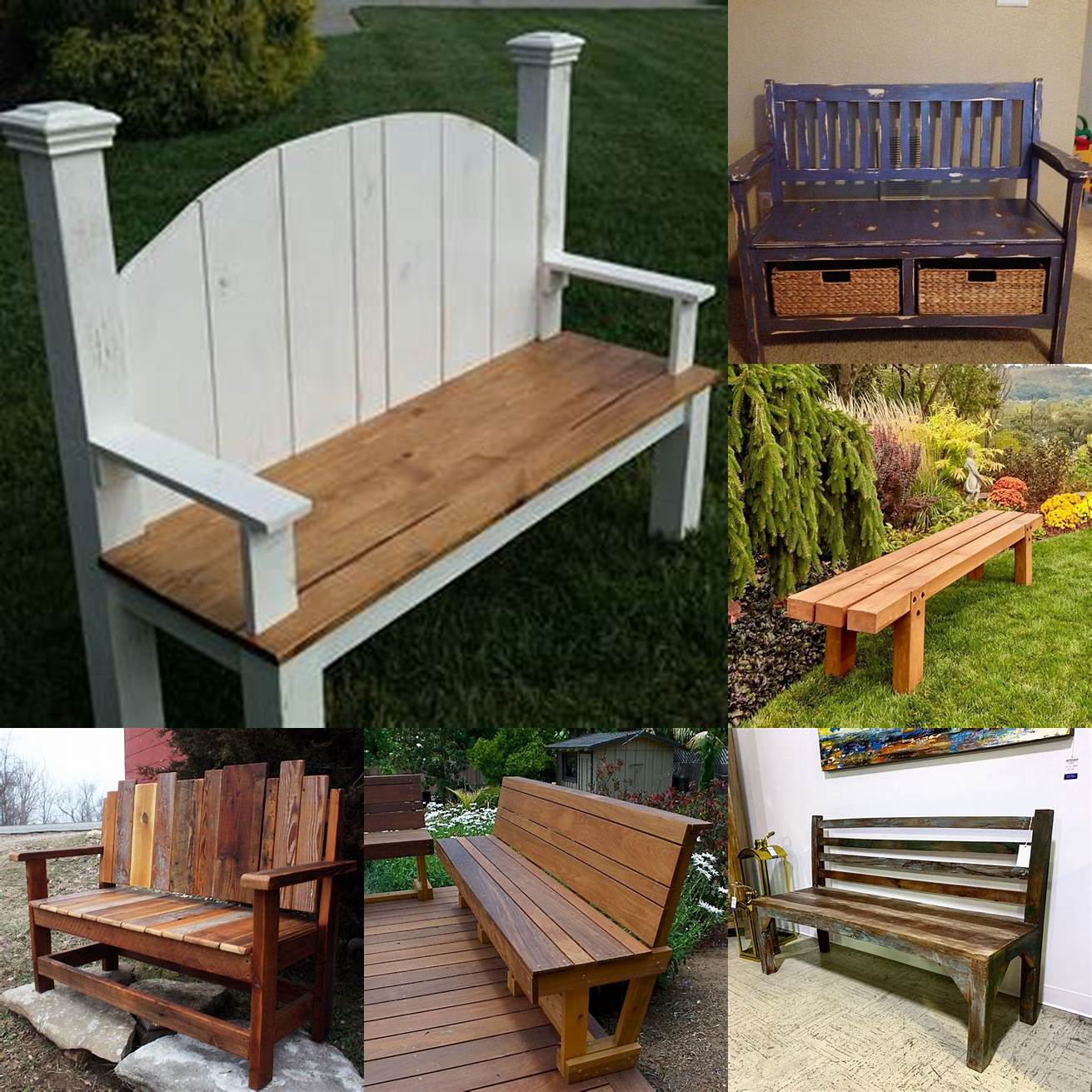 Add a distressed bench to your outdoor space