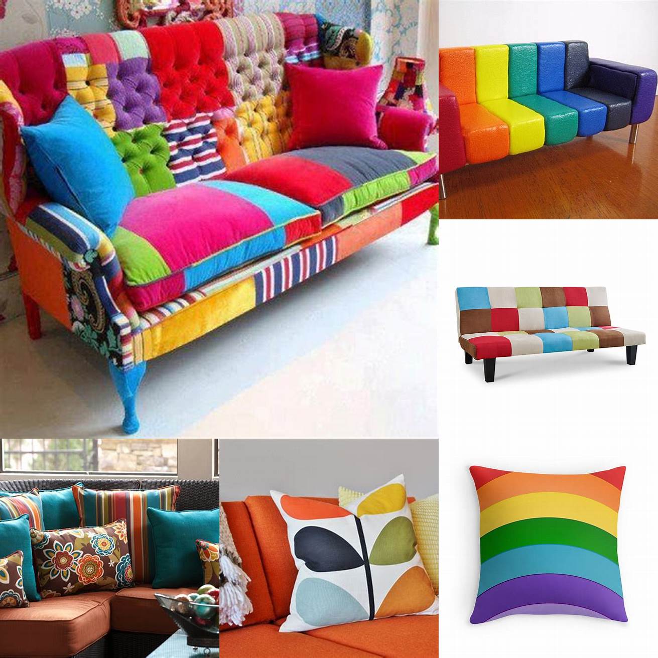 Add a touch of color to your couch with Rainbow Furnitures throw pillows