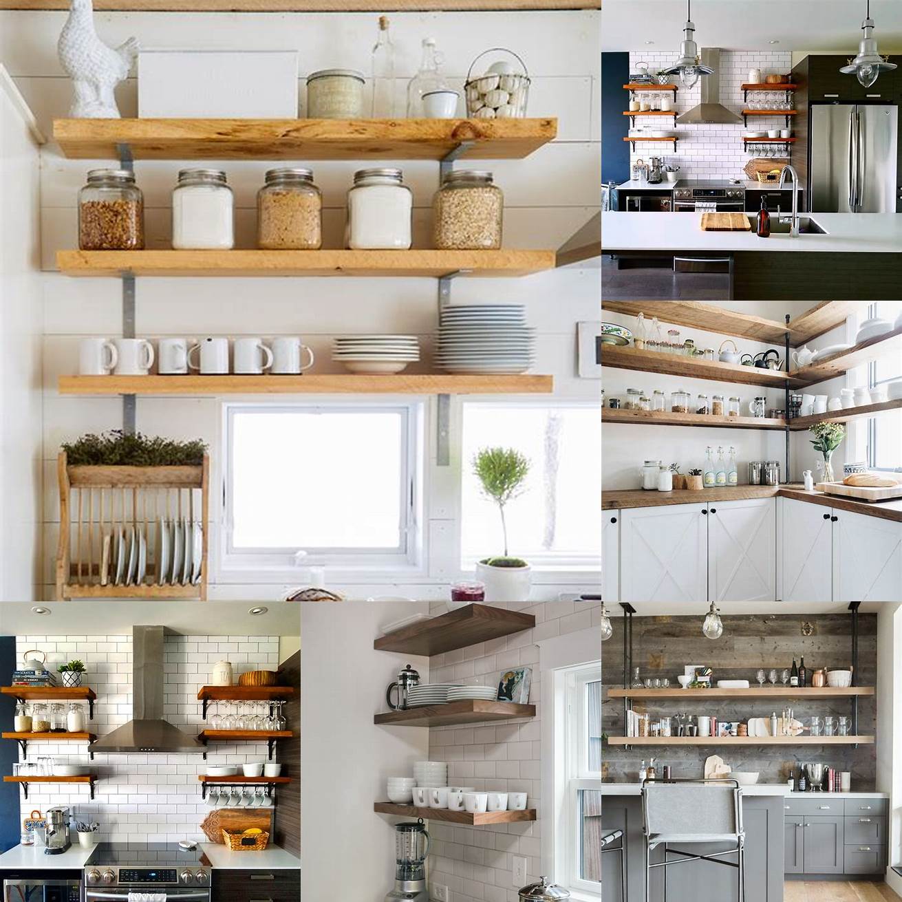 Add open shelving to your kitchen to create a more open and airy feel