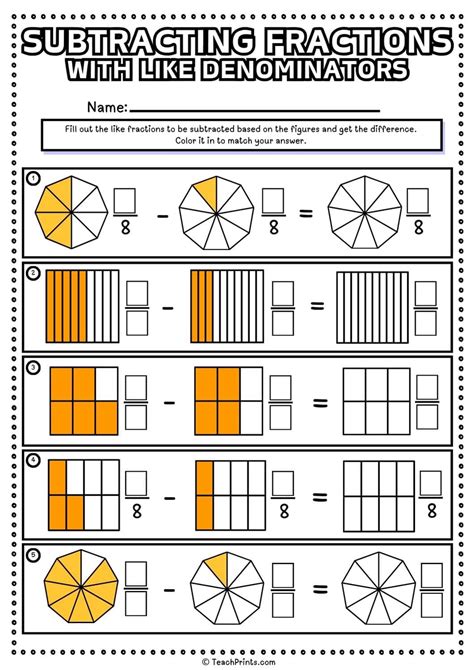 Adding And Subtracting Fractions With Like Denominators Games Printable